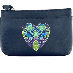Brighton Queen of Love Navy Blue Heart Charm‎ Crossbody Wallet Wristlet Bag